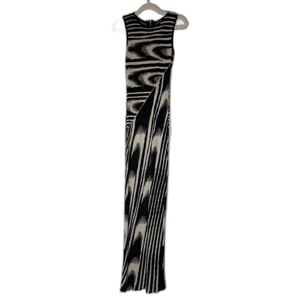 Fashion Nova Black Cream Abstract Striped Bodycon Maxi Dress Women's